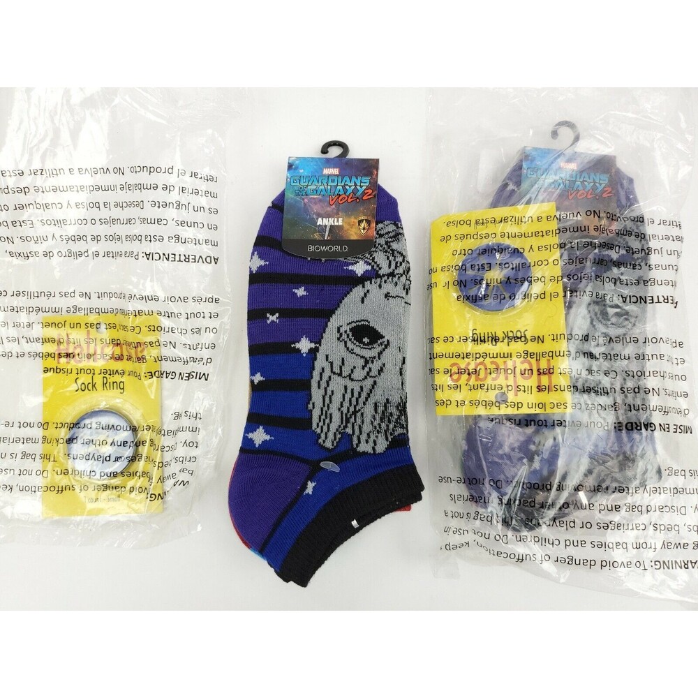 2 Pack (6 Pairs) Bioworld Guardians of the Galaxy 2 Ankle Socks W/ Sock Ring